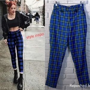 Hot Topic Green and Blue Plaid Pants Size Small